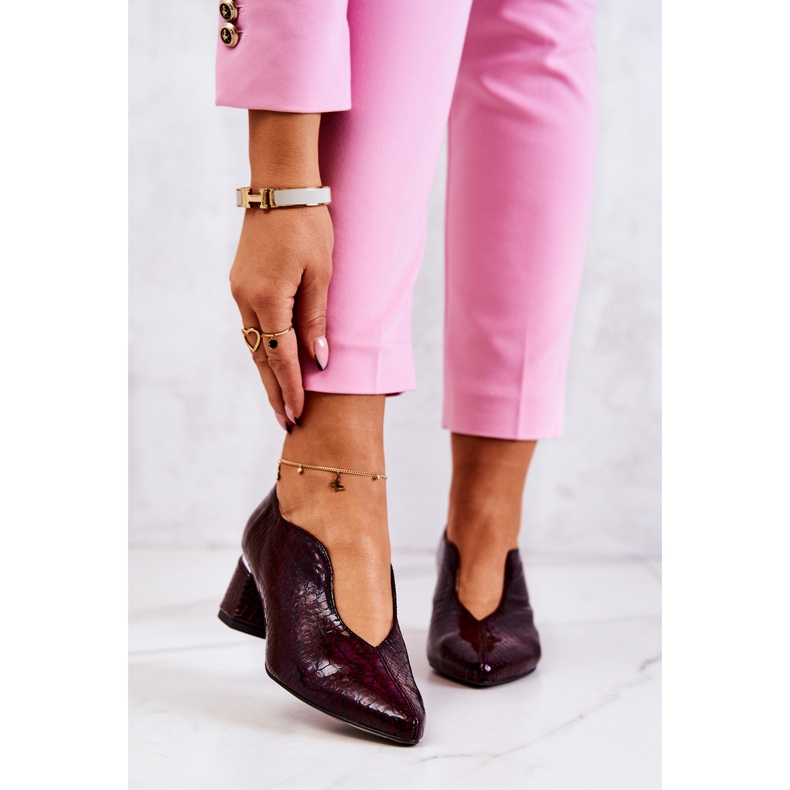 PA2 Pumps aus Leder in Schlangenlederoptik Burgund Alissa rot mehrfarbig 1