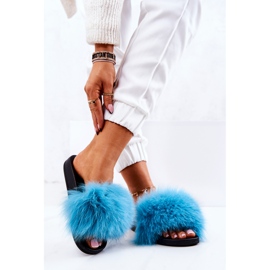 FM1 Blaue Naturis Naturpelzhausschuhe 2