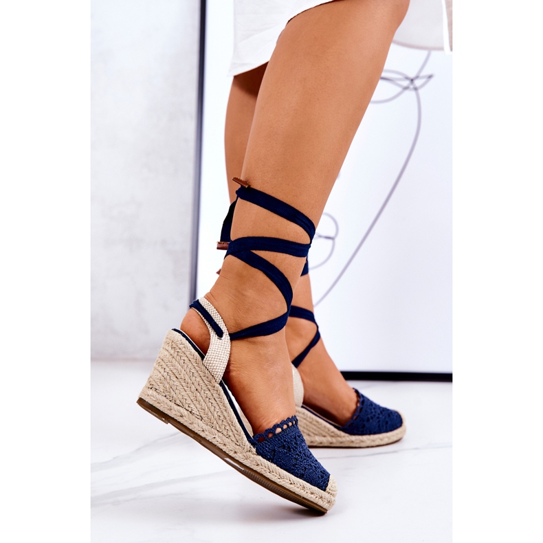 FC2 Espadrilles On A Wedge Openwork Navy Blue Lettica beige marineblau 1