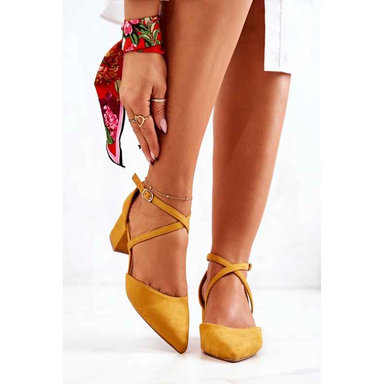 PS1 Wildlederpumps an einer Stange in Spitz Yellow Shelley gelb 1