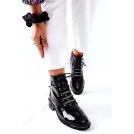 D&A Classic Damen Warme Stiefel Lackiert Schwarz Reflection 2