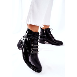 D&A Classic Damen Warme Stiefel Lackiert Schwarz Reflection 3