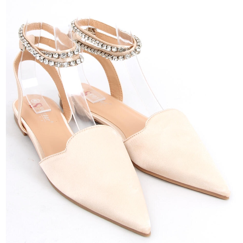 Elegante Ballerinas mit Dust Champagne-Steinen beige 2