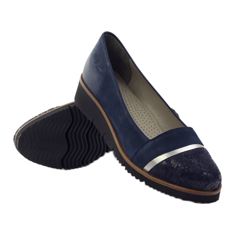 Edeo Damen Leder Marine Blue Pumps 2325 blau 3