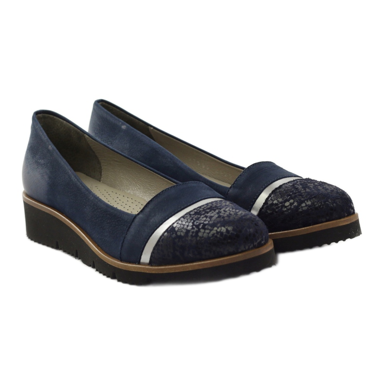 Edeo Damen Leder Marine Blue Pumps 2325 blau 4