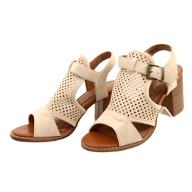 Beige Openwork Women's Evento Sandalen 21SD35-3581 4