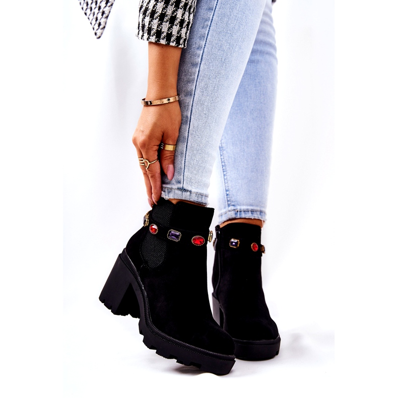 SEA Damenstiefel an der Ferse mit Kristallen Schwarz Macbeth 3