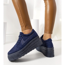Marineblaue Turnschuhe mit hoher botanischer Sohle 1
