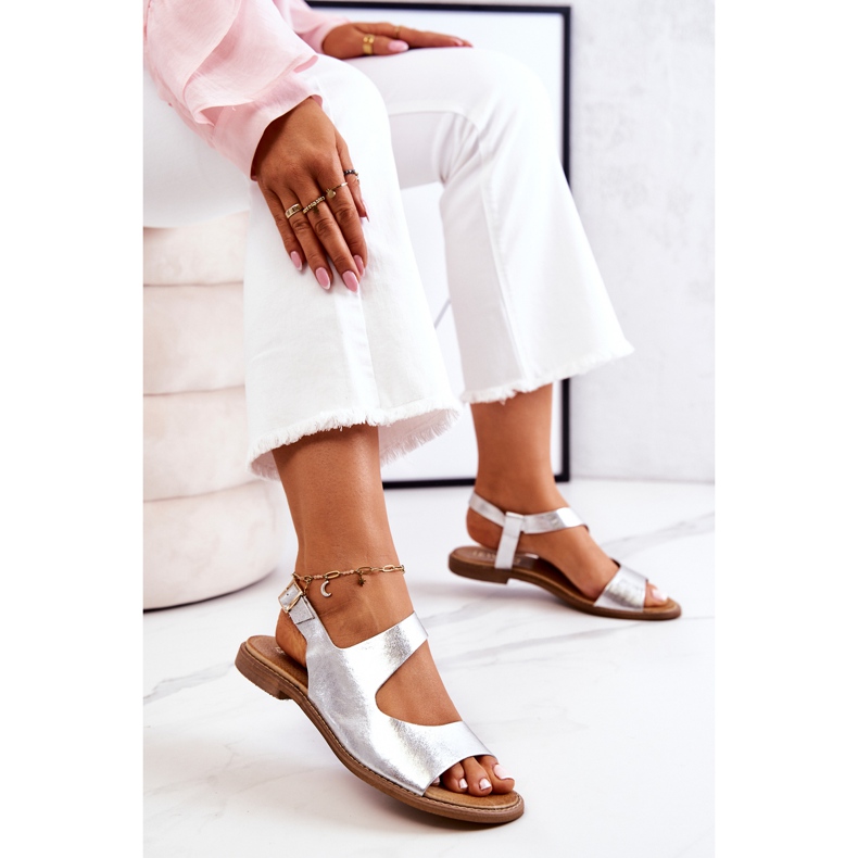 Lewski Shoes Sandalen aus Leder mit Schnalle Lewski 3041 Silber 1