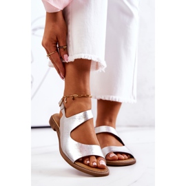 Lewski Shoes Sandalen aus Leder mit Schnalle Lewski 3041 Silber 2
