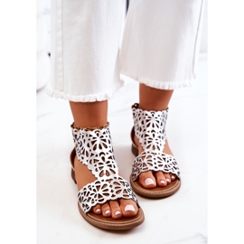 Lewski Shoes Durchbrochene Sandalen aus Leder Lewski 2699/2 Silber silber- 1