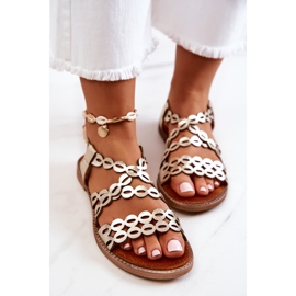 Lewski Shoes Durchbrochene Ledersandalen Lewski 3022 Golden 1