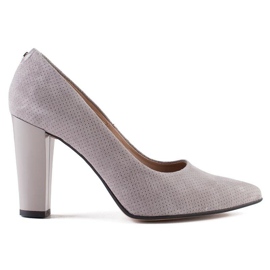 Marco Shoes graue Lederpumps mit Tupfen 1