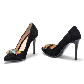 Marco Shoes 1057P schwarze Nieten mit großen Steinen 1