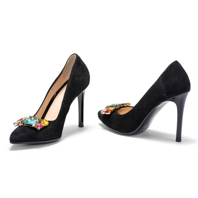 Marco Shoes 1057P schwarze Nieten mit großen Steinen 1