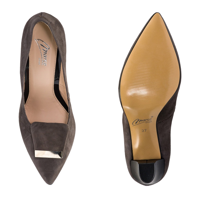 Marco Shoes 1008P braune Velours-Pumps mit Verzierung 1