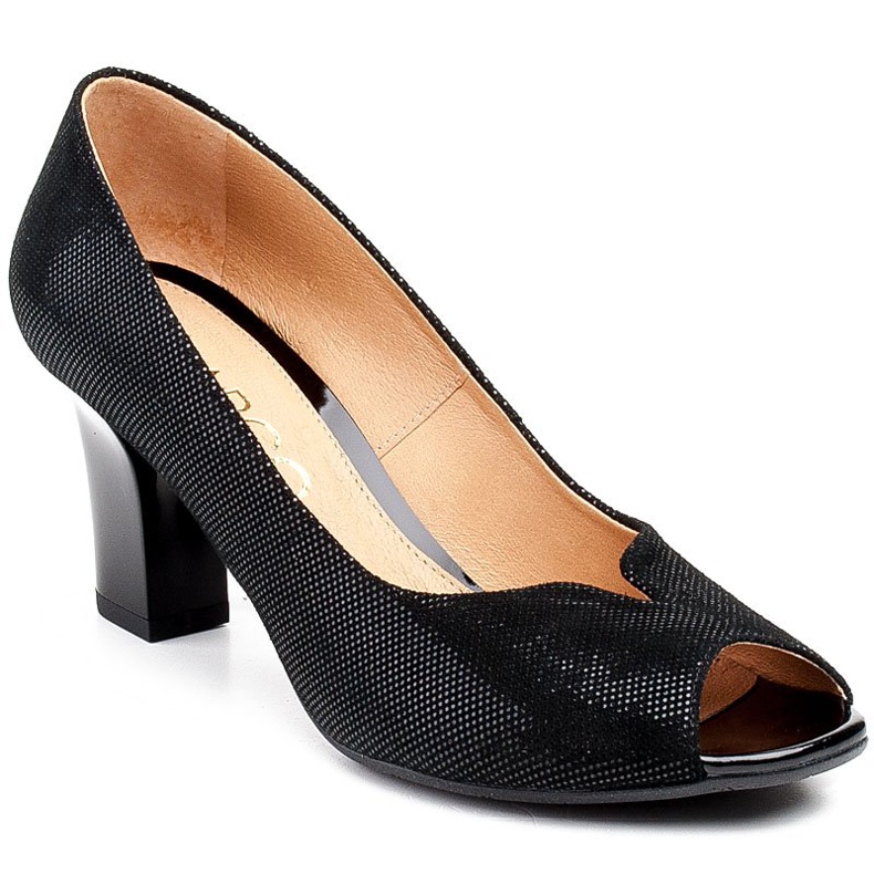 Marco Shoes 316P schwarze Pumps mit praktischem Schnitt auf der Vorderseite 1