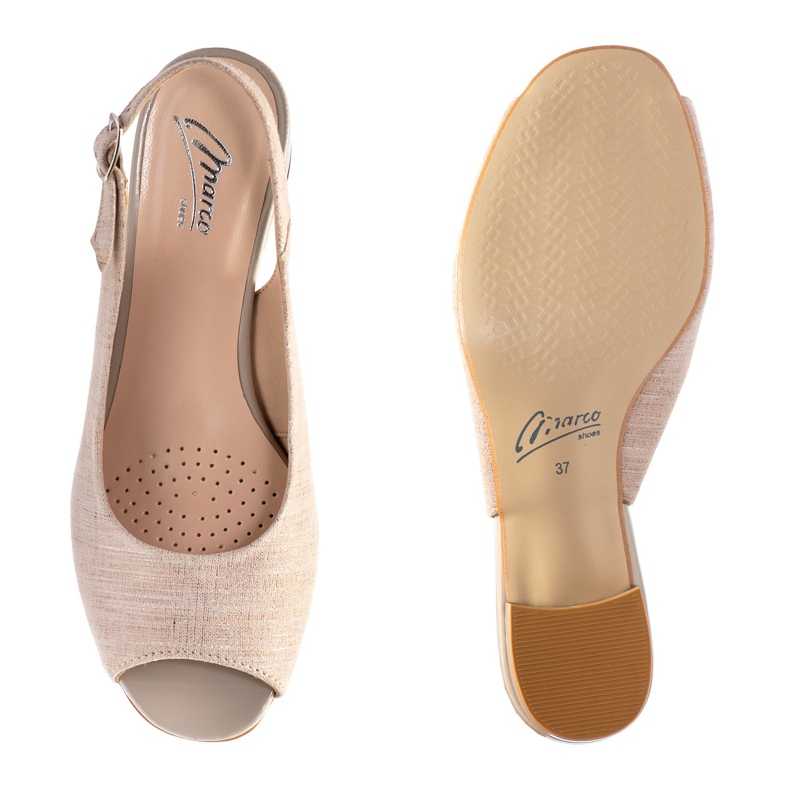 Marco Shoes Beige Sandalen 0891P mit silbernem Plaid 1