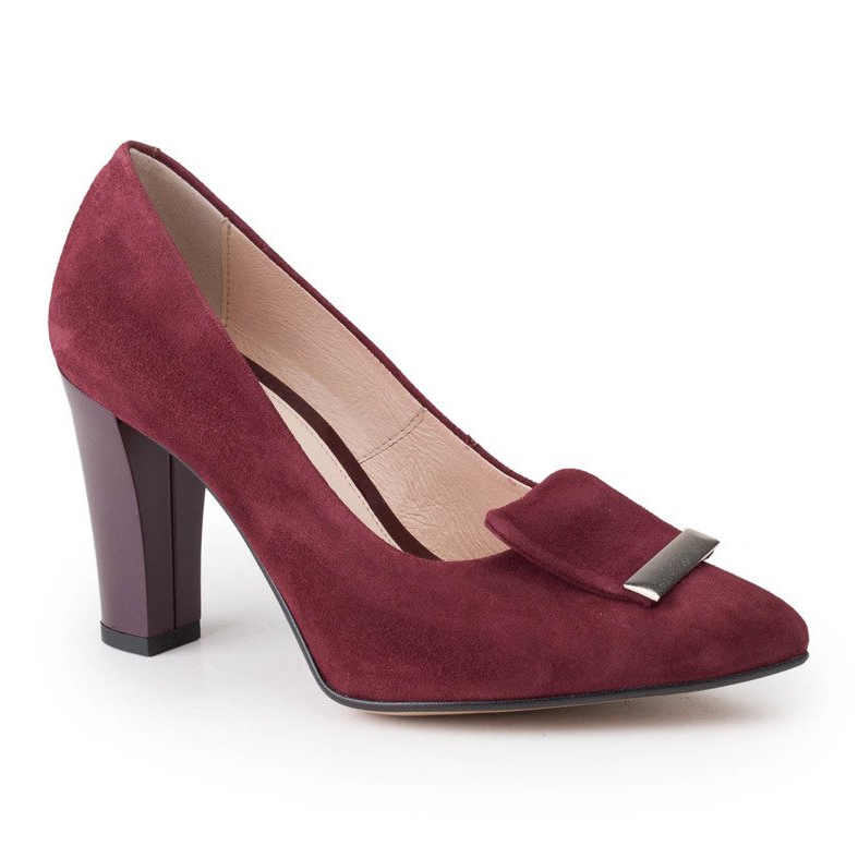 Kastanienbraune Velours-Pumps Marco Shoes 1008P mit Verzierung rot 1