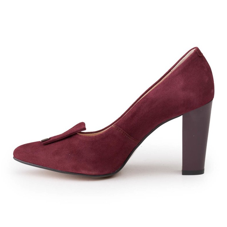 Kastanienbraune Velours-Pumps Marco Shoes 1008P mit Verzierung rot 2