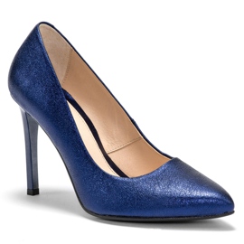 Marco Shoes Marineblaue hochhackige Stilettos aus echtem Leder 2