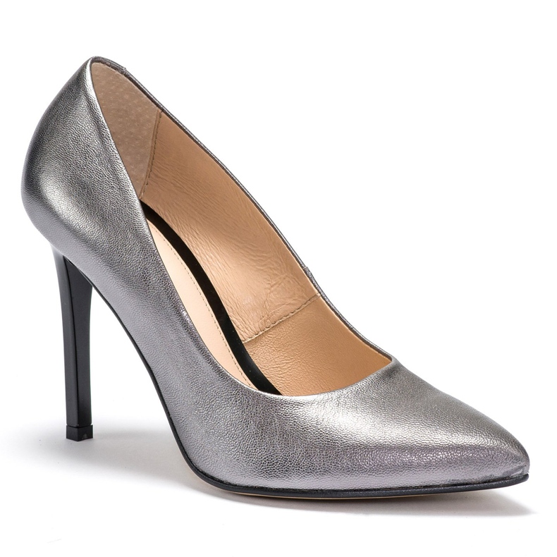 Marco Shoes Marco Stilettos aus Naturleder mit Absatz silber- grau 2