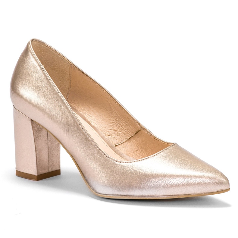 Marco Shoes 1066P Platinpumps mit interessantem Absatz golden 2