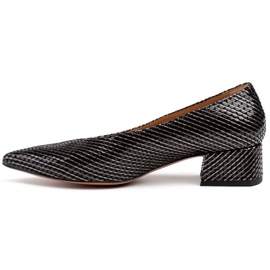 Marco Shoes Schwarze Pumps aus ausgefallenem gestreiftem Leder 2