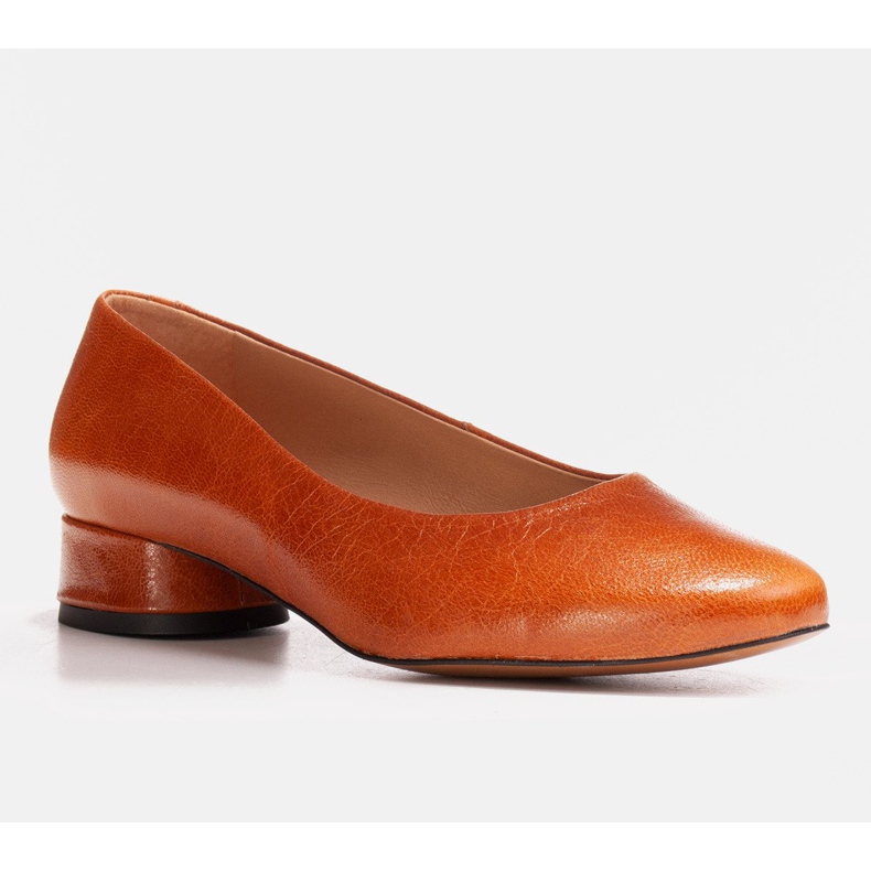 Marco Shoes Ballerinas aus braunem, genarbtem Leder 1