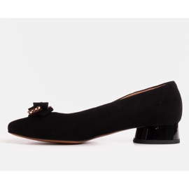 Marco Shoes Schwarze Ballerinas mit schwarzem Lackabsatz 1