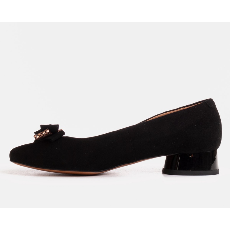 Marco Shoes Schwarze Ballerinas mit schwarzem Lackabsatz 1