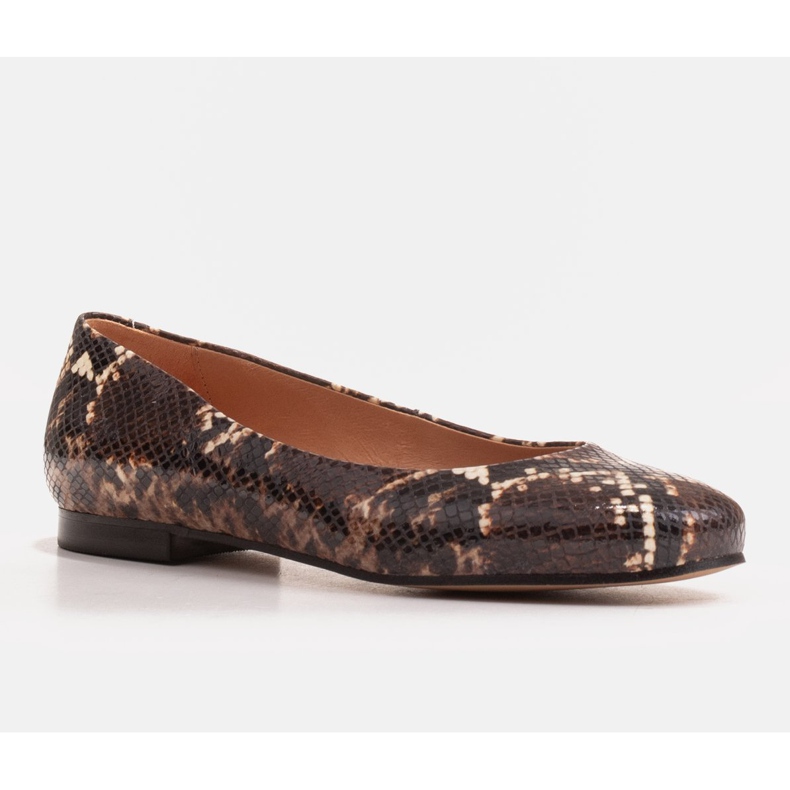 Marco Shoes Braune Ballerinas mit Schlangenmuster 1