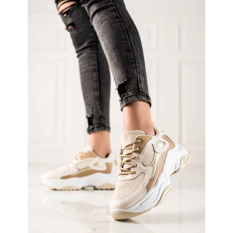 Marquiz Modische Turnschuhe beige braun 1