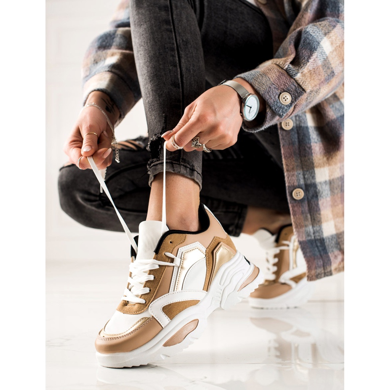 TRENDI Mode-Turnschuhe weiß braun 1