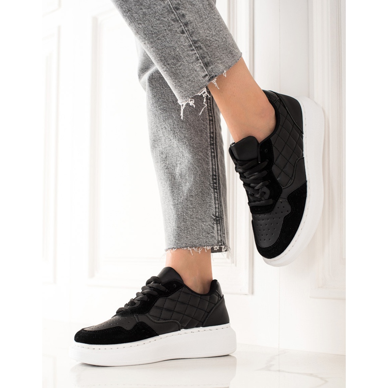 BUONAROTTI Gesteppte Sportschuhe Turnschuhe schwarz 1