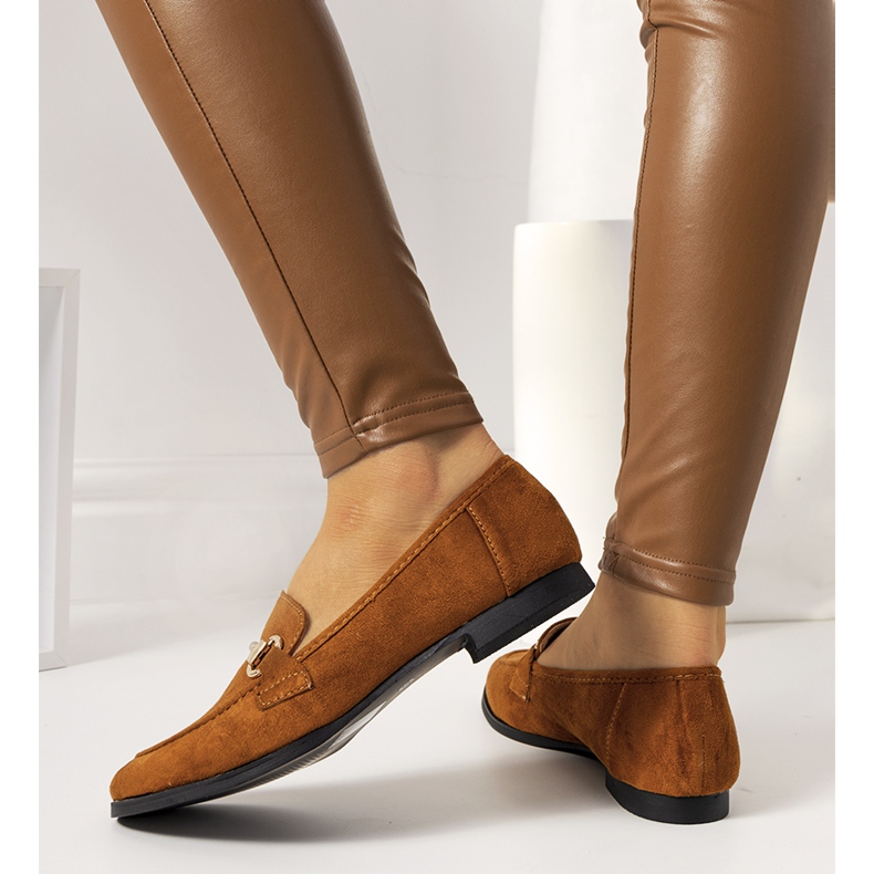 Tracy braune Loafer mit flachem Absatz gelb 2