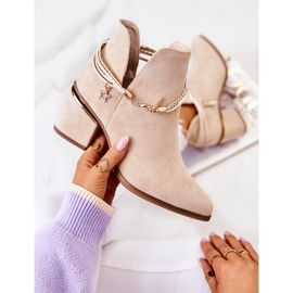 PS1 Inessa Beige Wildleder Cowboystiefel mit Streifen 1