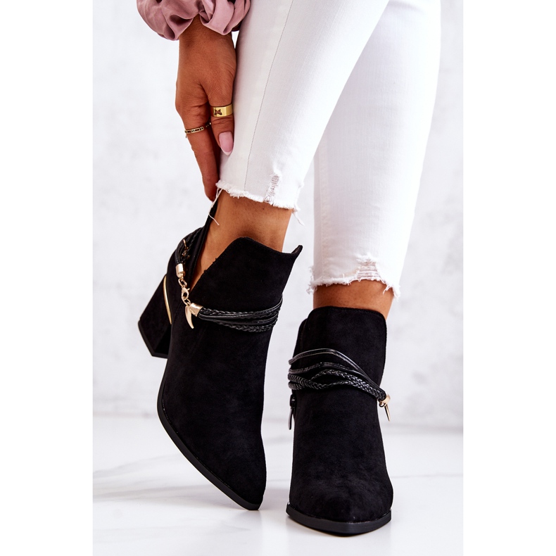 PS1 Inessa Cowboystiefel aus schwarzem Wildleder mit Streifen 2