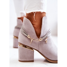 PS1 Inessa Cowboystiefel aus grauem Wildleder mit Streifen 1