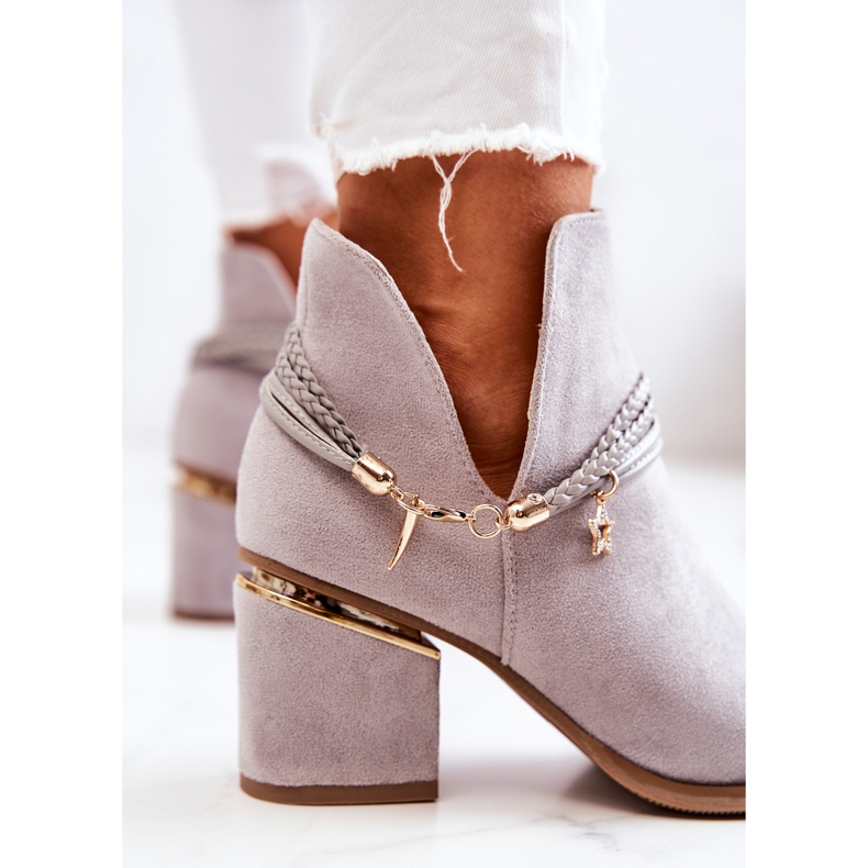 PS1 Inessa Cowboystiefel aus grauem Wildleder mit Streifen 1