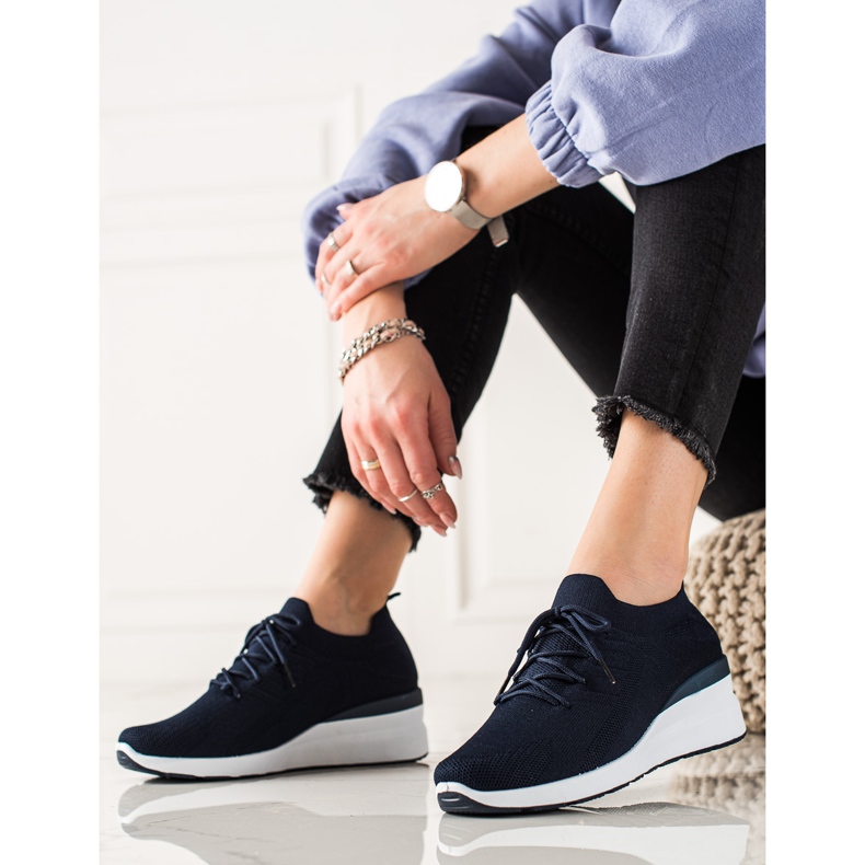 Goodin Schnürschuhe mit Keilabsatz marineblau 1
