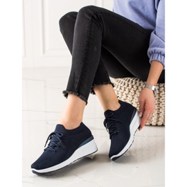 Goodin Schnürschuhe mit Keilabsatz marineblau 2