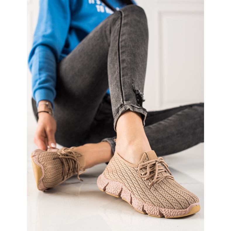 TRENDI Braune Sportschuhe beige 1