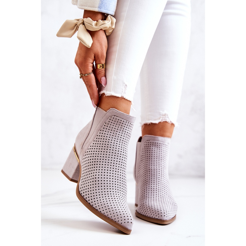 PS1 Durchbrochene Cowboystiefel aus Wildleder Grau Helloni 2