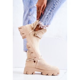 PS1 Arbeiterstiefel aus Wildleder mit Streifen Hellbeige Moriah 1