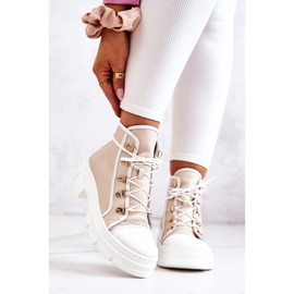 PK1 Lederstiefel Beige und Weiß Letty 2
