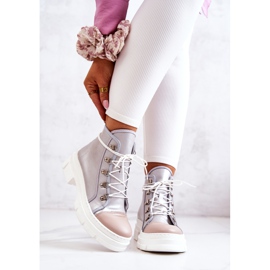 PK1 Silberne Letty Lederstiefel beige silber- 1