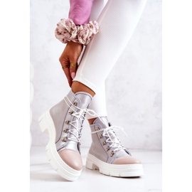 PK1 Silberne Letty Lederstiefel beige silber- 2