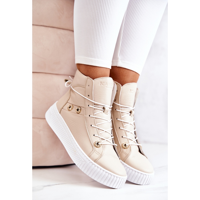 PK1 High Boot Leder Sneakers Beige Ashlee 1