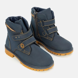 Marineblaue Kinderstiefel Marcil gelb 1